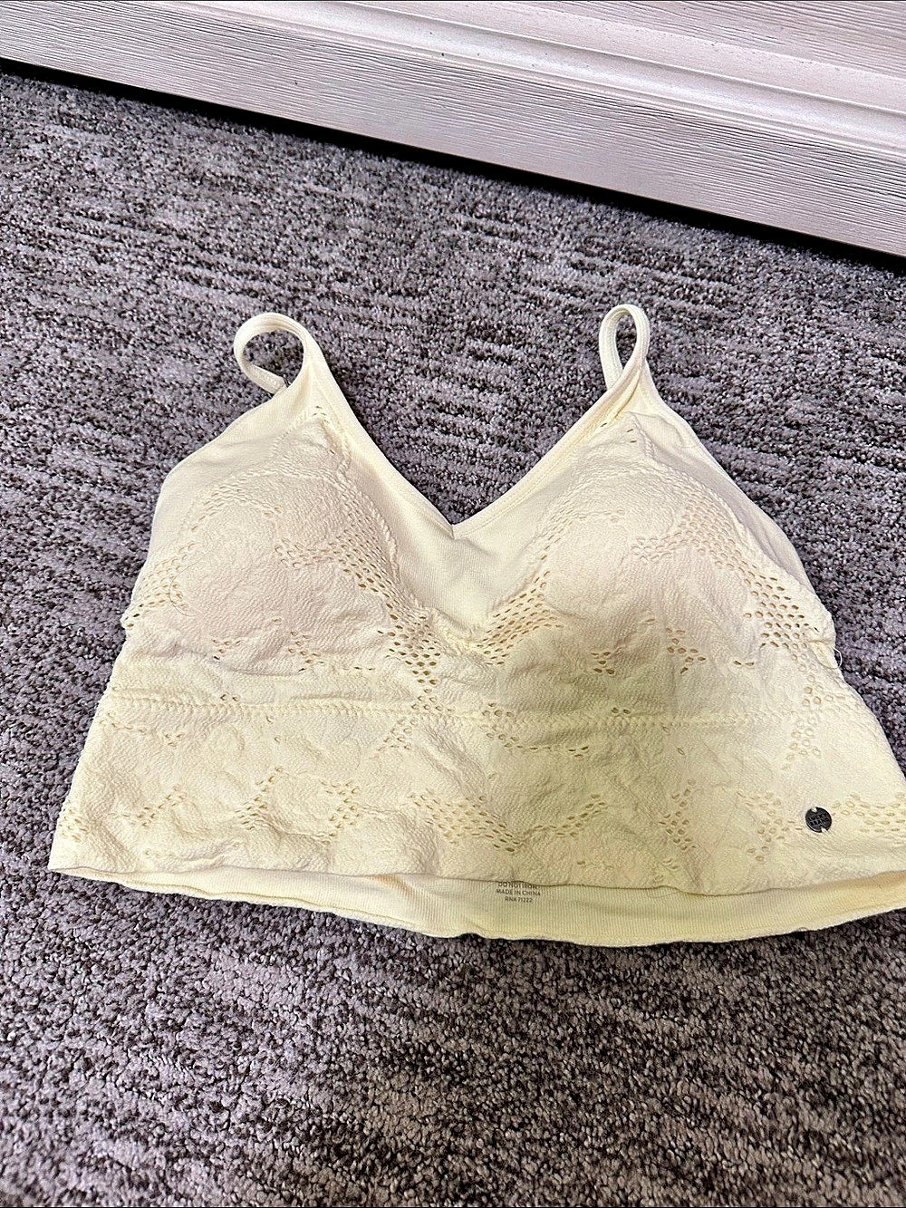 Lucky Brand Crochet Lace Seamless Bralette Cream XL